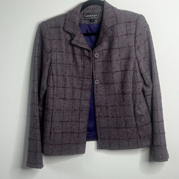 Harold's Jackets & Blazers - Harold's Vintage Tweed Purple Plaid Blazer Womens Size 6